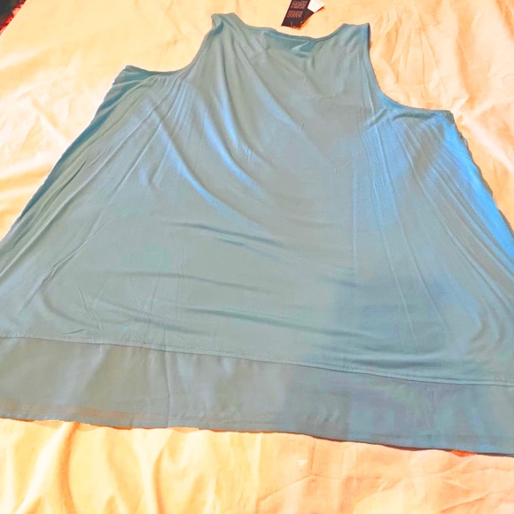 NEW PHOTOS! TANK TOP, ASYMMETRIC, LAYERED, ANGEL BLUE, SIZE 3X, SCOOP NECK, - Picture 10 of 11